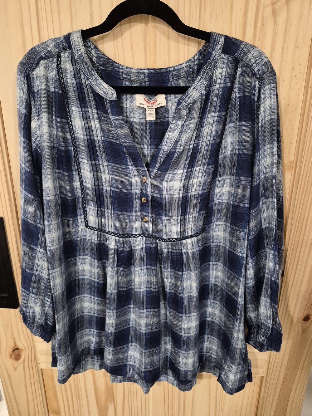 Wrangler Blue Plaid Women’s Peasant Tunic